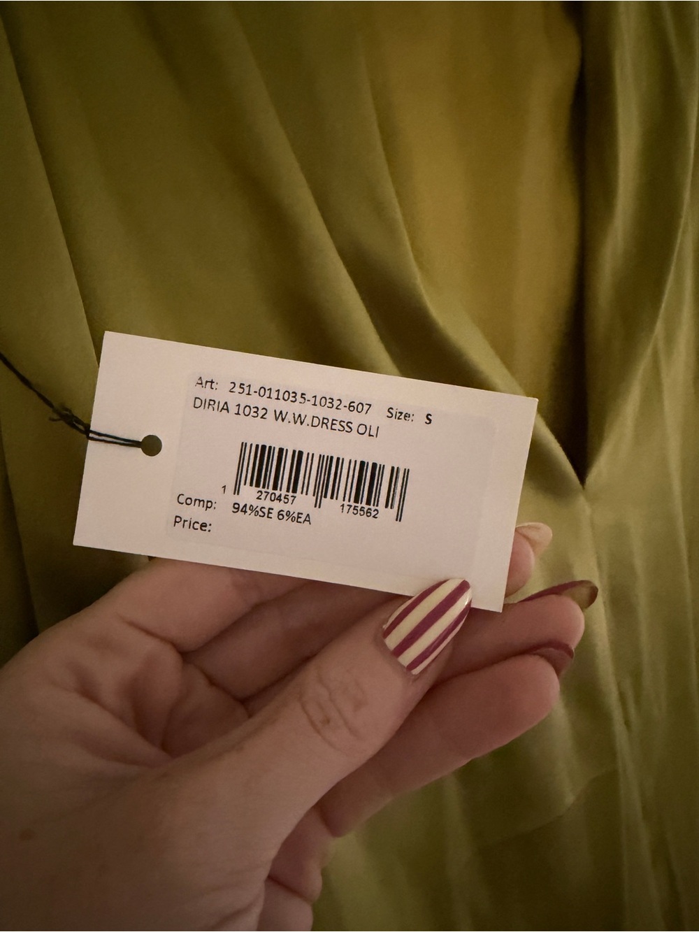 Dries Van Noten Olive Satin Maxi Dress with Deep V-Back - Picture 9 of 11